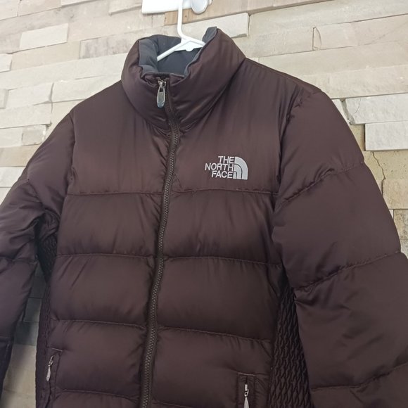 North Face Womens Medium Brown Faux Fur Winter Puffer Down Jacket Ladies Coat M - Picture 2 of 9